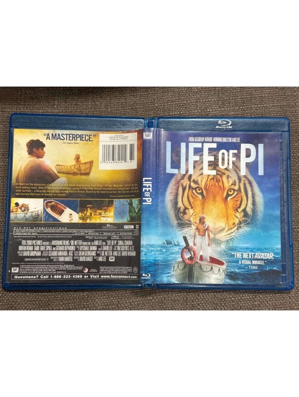 Life of Pi (Blu-ray, 2013) Ang Lee, Suraj Sharma, Bengal Tiger, Richard Parker